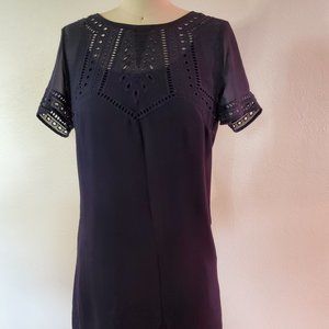 H&M Navy Blue Mini Short Sleeve Shift Dress